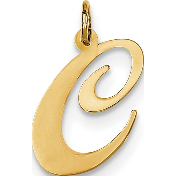 14k Yellow Gold Large Script Initial D 17x22mm Pendant Charm 14k Yellow Gold Large Script Initial D 17x22mm Pendant Charm